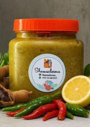 اتشار التمر الهندي بالفلفل الاخضر  tamreen achaar with green chilli